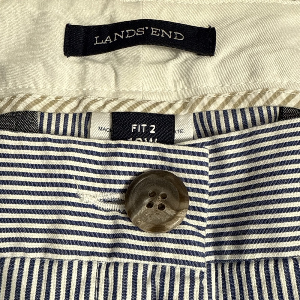 Lands' Lands End Striped Pants Size 18W Fit 2 Trouser Capris Fisherman Nautical - Picture 2 of 12
